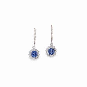  - A 18K white gold, sapphire and diamond earrings