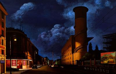 Notte di settembre, olio su tela
