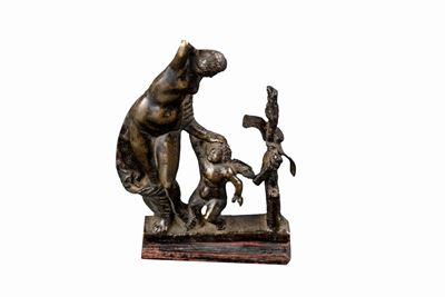 Piccola Scultura in Bronzo Raffigurante Venere e Cupido, Fine Secolo XVI - Inizi Secolo XVII