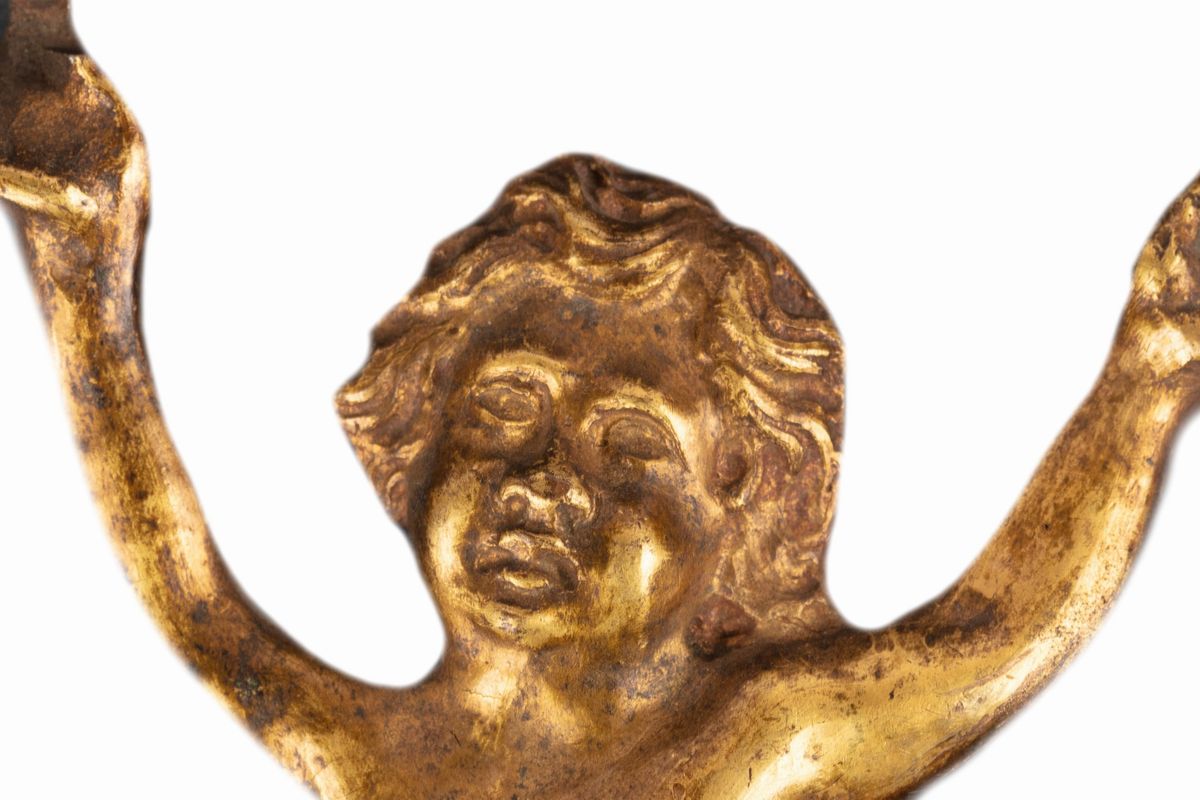 Due Placche in Bronzo Dorato Raffiguranti Putti e Cherubini, Secolo XVII