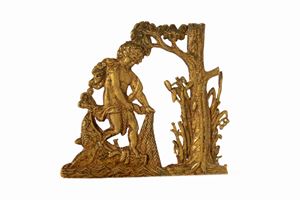  - Bronze plaque of a putto fishing, 16th century