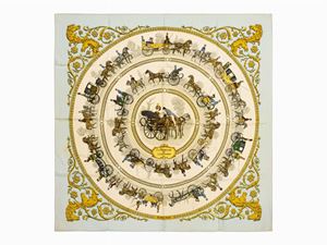 La Promenade de Longchamps twill silk scarf