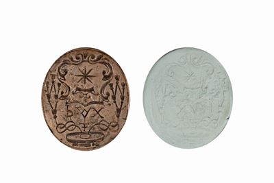 Sigillo in argento con manico in ferro, secolo XVII, con stemma cardinalizio e iscrizione PAX