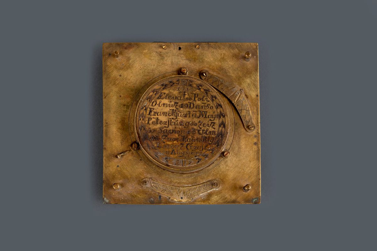 Lorenz Graft, Bussola in ottone con meridiana, Augsburg 1645