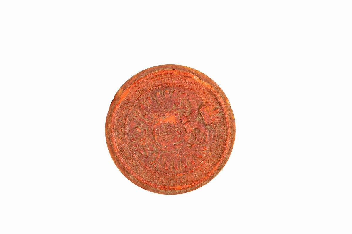 Scatola circolare in bronzo con profilo di Papa Innocenzo XI Odescalchi e sigillo di Ferdinando I...