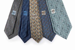 Lot of five Silk Twill ties