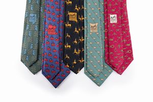 Lot of five Silk Twill ties