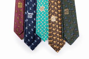 Lot of five Silk Twill ties