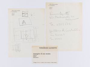 Lot of 1 drawing and 1 paper with artist's notes