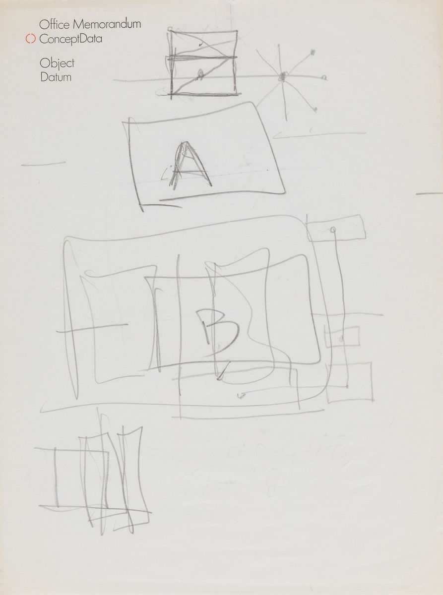Vincenzo Agnetti - Lotto Composto da 1 Disegno e 1 Foglio con Annotazioni Dell'artista