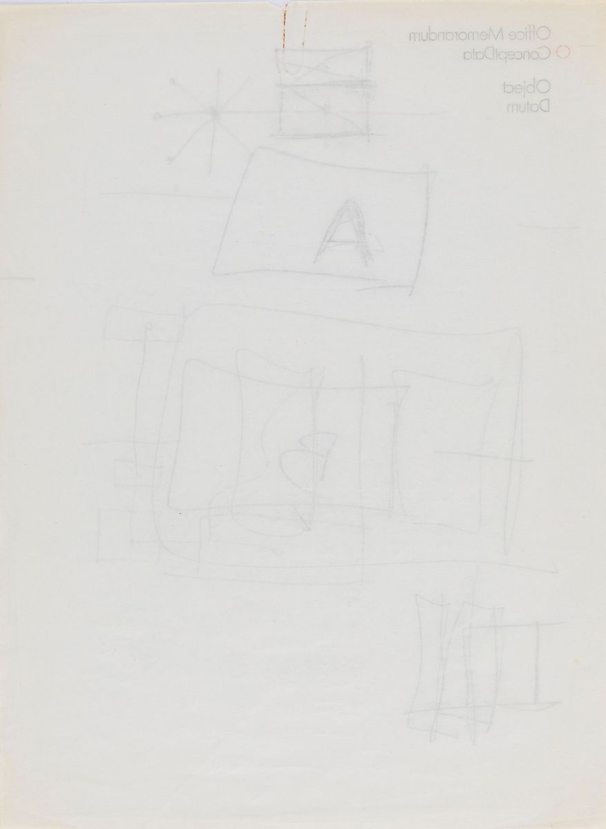 Vincenzo Agnetti - Lotto Composto da 1 Disegno e 1 Foglio con Annotazioni Dell'artista