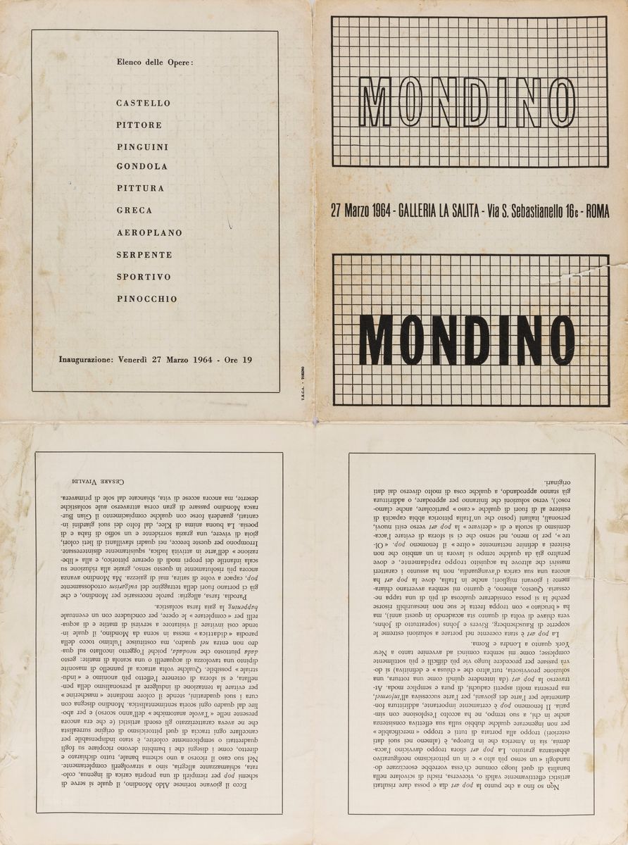 Aldo Mondino - Pieghevole con Intervento Dell'artista