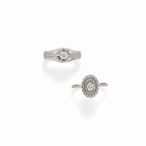Two 18K white gold and diamond rings