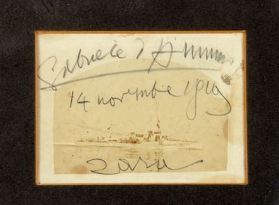 Foto Dell'incrociatore Zara con Autografo di D'annunzio e Facsimile del Carmen Votivum