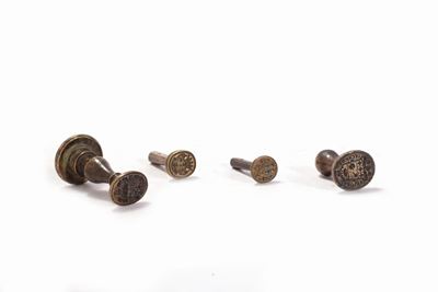 Lotto Composto da Quattro Sigilli in Bronzo, con Stemmi Nobiliari, Secoli XVII - XVIII