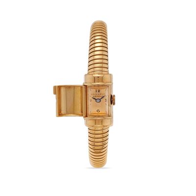 Orologio da cocktail, anni '50, oro 18k con bracciale tubogas