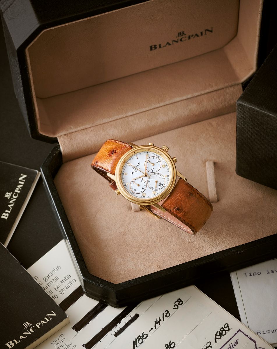 Blancpain - Cronografo Rattrapante Villeret 1186-1418, anni '80, oro 18k