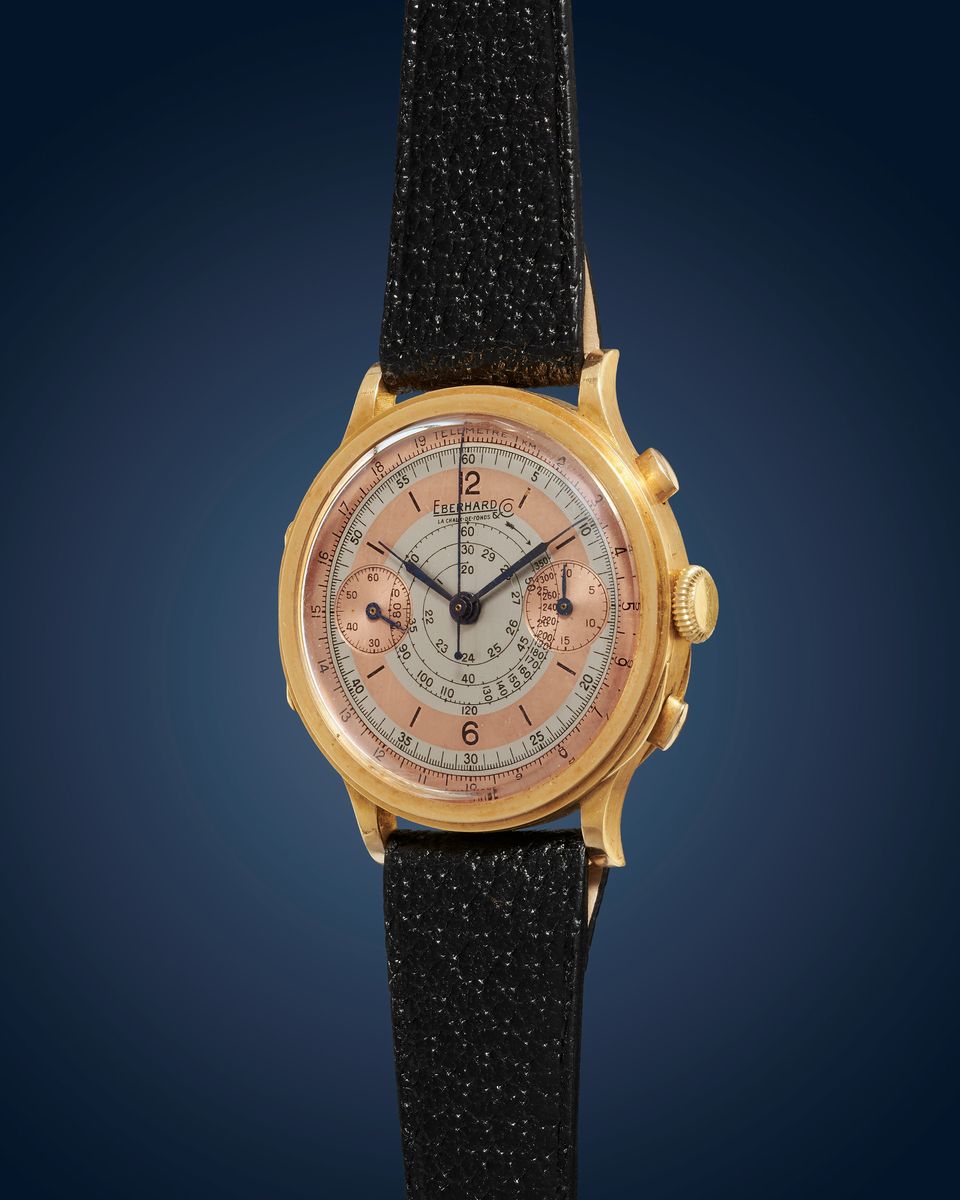 Eberhard & Co - Cronografo pre Extra-Fort, anni '40, oro 18k, movimento a carica manuale