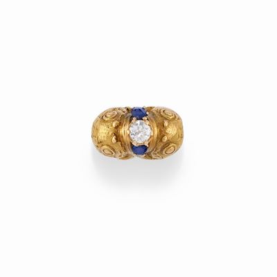Anello con Diamante e Zaffiri
