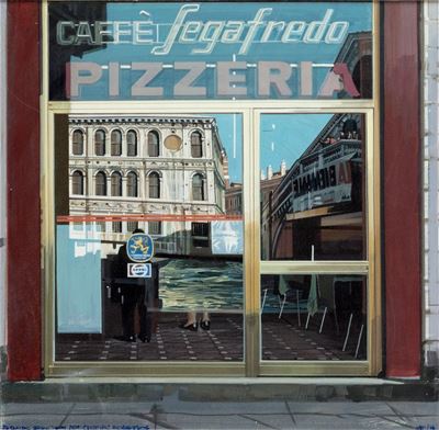 Caffè Segafredo, olio su carta applicata su cartone, 1976