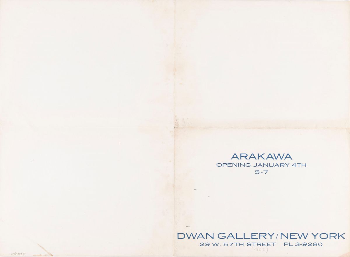 Shūsaku Arakawa (rif.) - Dwan Gallery New York