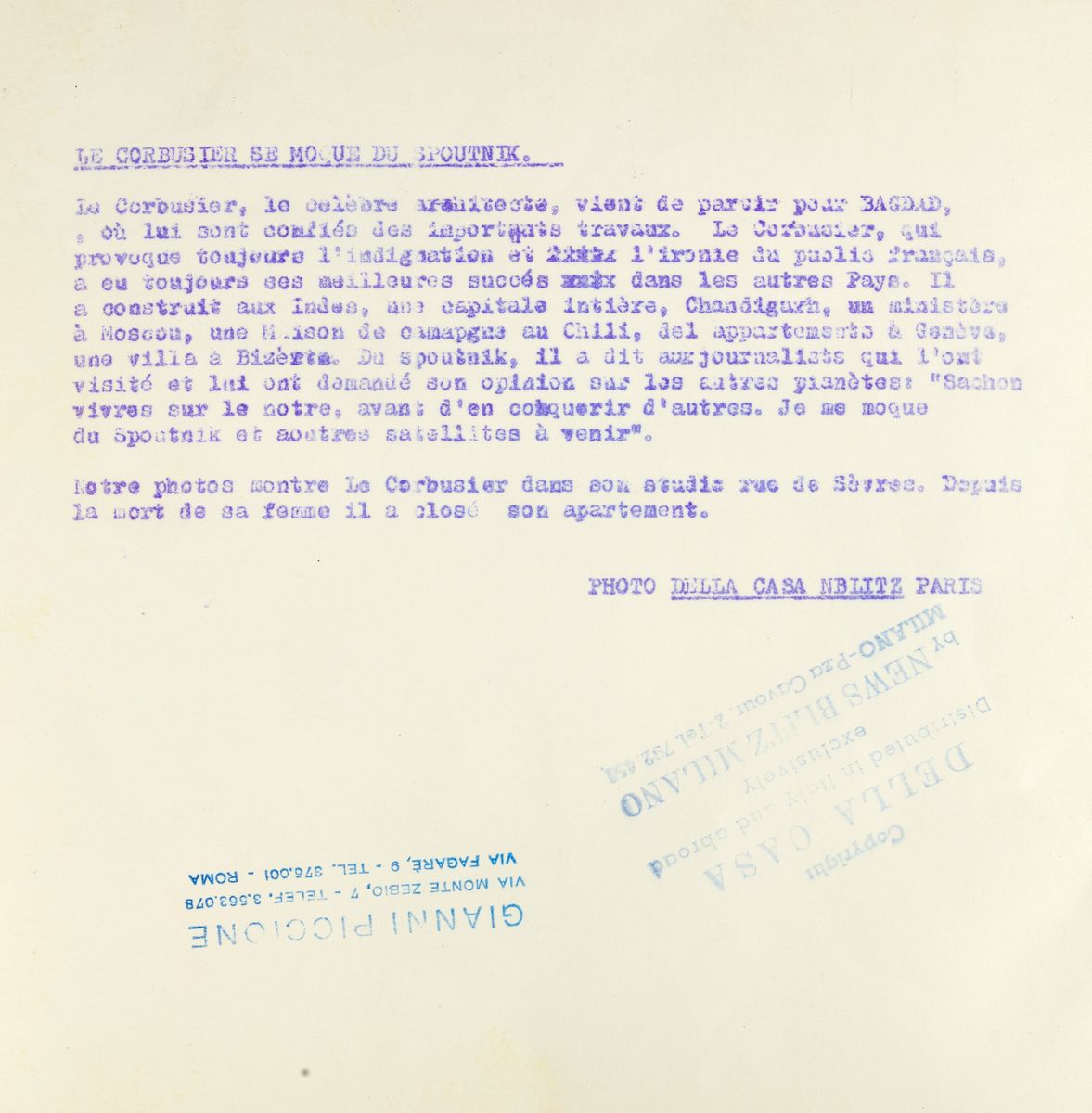 Le Corbusier se Moque Du Spoutnik