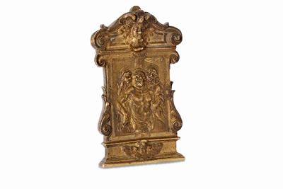 Bronzo, Pace raffigurante la Deposizione di Cristo, edicola