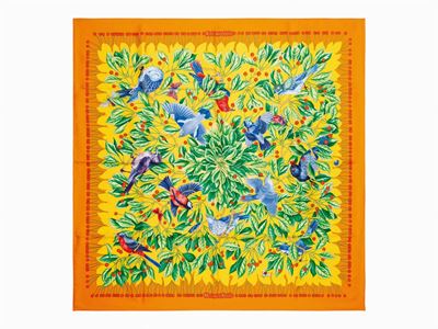 Antoine De Jacqelot, Foulard Les Merises, seta, giallo e arancione, 1993