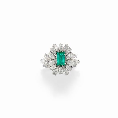Anello con Diamanti e Smeraldo, 1960 Circa