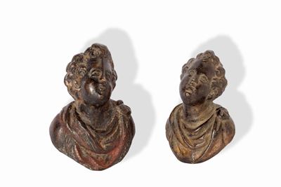 Due Bustini in Bronzo, Probabilmente Maniglie di Mobile, Secolo XVII