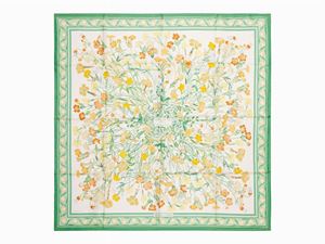 Hermès - Oeillets Sauvages et Autres Caryophyllées twill silk scarf