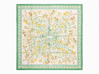 Niki Goulandris, Foulard Oeillets Sauvages et Autres Caryophyllées, seta, 1990