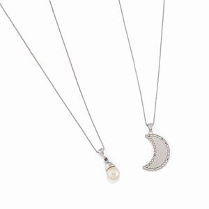 Two 18K white gold, diamond and cultured pearl necklaces