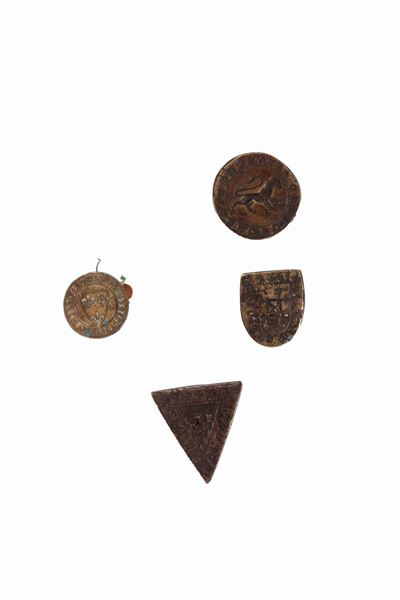 Lotto Composto da Quattro Sigilli in Bronzo, Due Circolari e Due a Scudo, con Stemmi Nobiliari, S...