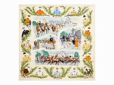 Maurice Taquoy, Foulard Champ de Courses a Chantilly, seta, 1993