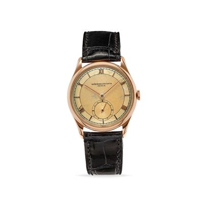 Solotempo, Orologio da tavolo Anni '50 in oro rosa 18k con quadrante champagne