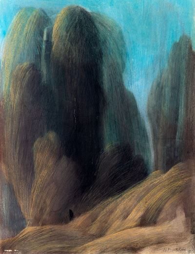 Paesaggio - tecnica mista su carta applicata su tela
