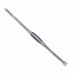 A 18K white gold, diamond and sapphire bracelet