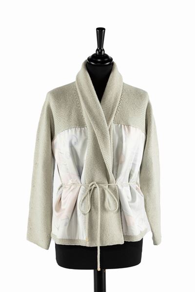 Pullover in misto lana e seta con inserti in stampa Bal des bulles