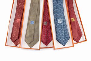 Lot of five silk twill ties