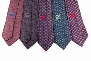 Lot of five silk twill ties