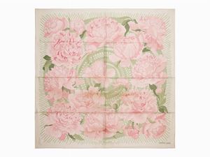 Hermès - Les Pivoines twill silk scarf