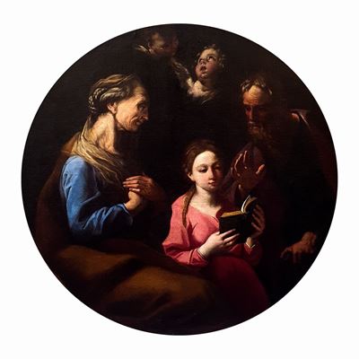 Educazione della Vergine, olio su tela, diametro cm 135