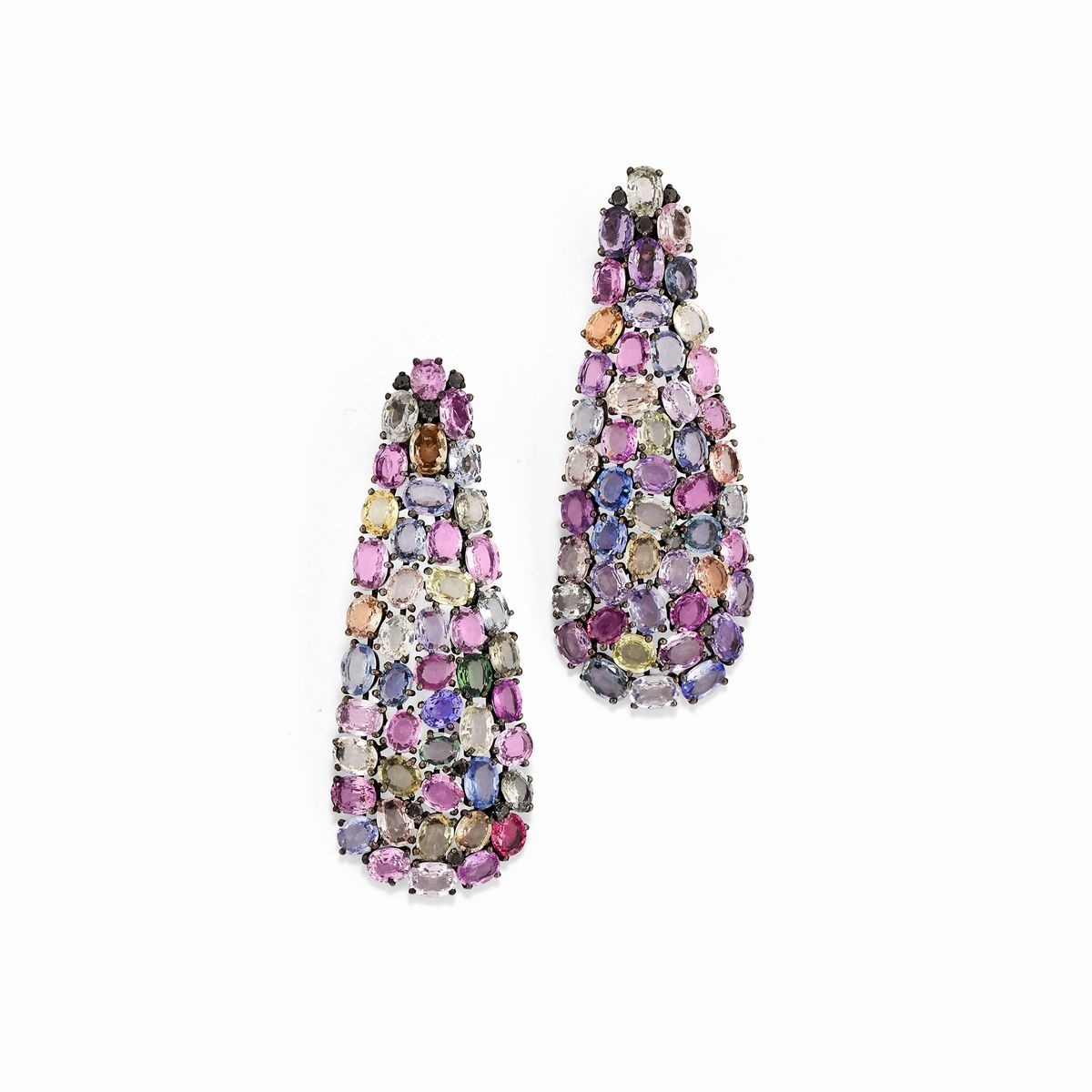 Demi Parure con Pietre Colorate e Diamanti Neri