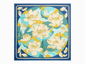 Hermès - Fleurs de Lotus twill silk scarf