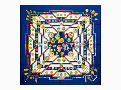 Caty Latham, Foulard in seta con motivi colorati, 1987