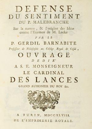 Défense du sentiment du P. Malebranche sur la nature et I'origine des idées contre l'Examen de M. Locke
