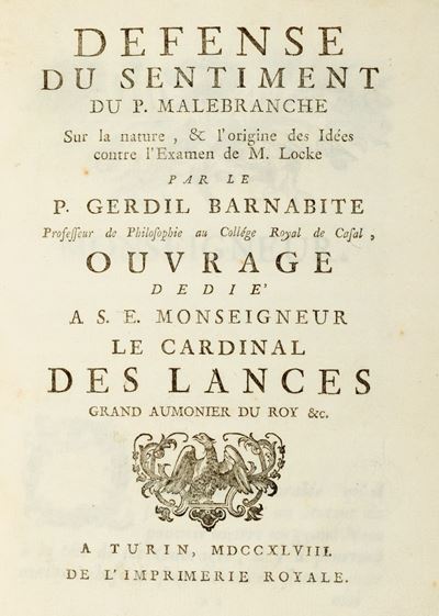 Défense Du Sentiment Du P. Malebranche Sur la Nature Et i'origine Des Idées Contre L'examen De M....