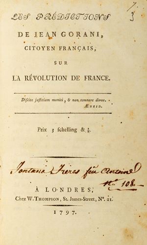 Les prédictions de Jean Gorani, citoyen français, sur la Revolution de France