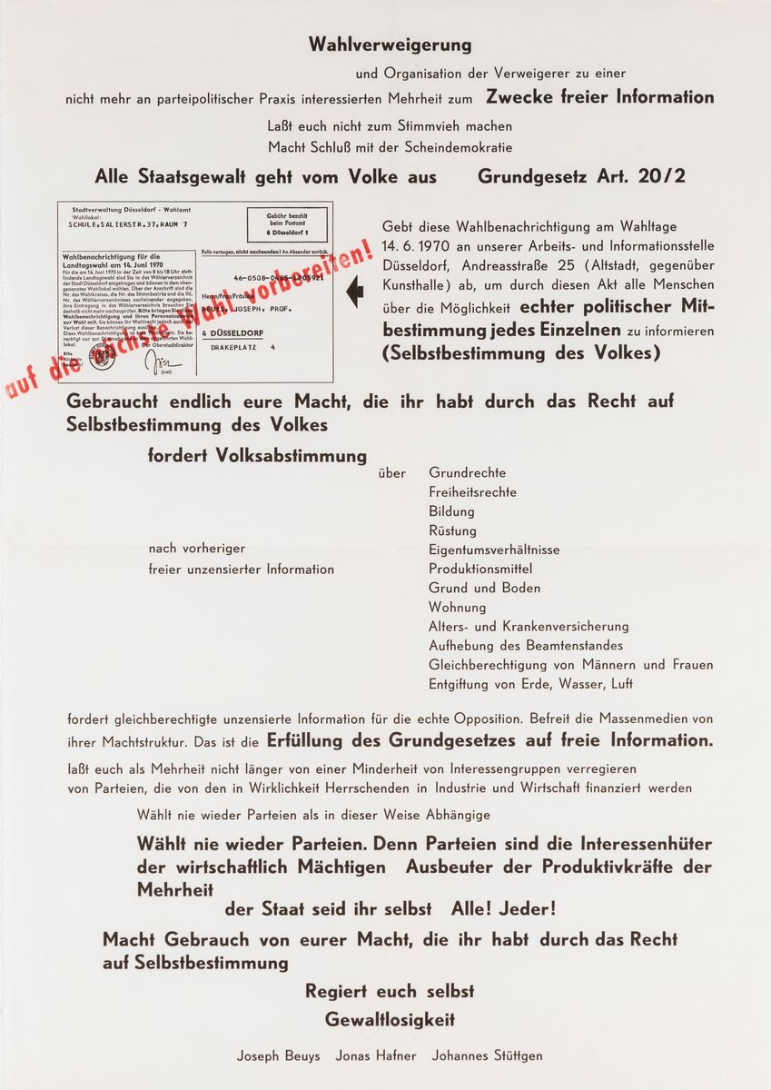 Joseph Beuys (rif.) - Lotto Composto da 02 Manifesti